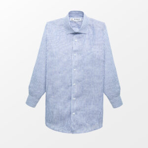 Stripe Linen Long Sleeve Shirt | Navy