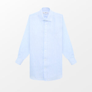 Stripe Linen Long Sleeve Shirt | Blue