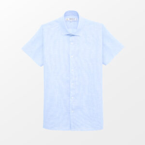 Mini Check Linen Short Sleeve Shirt | Blue